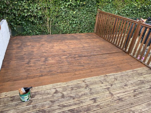 Decking power wash and stained