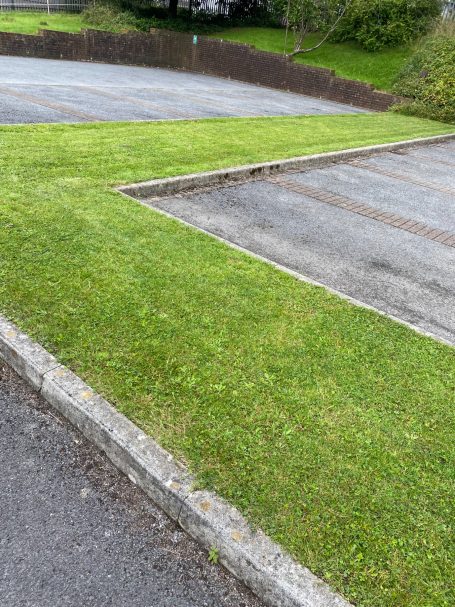 Grass cutting at a business