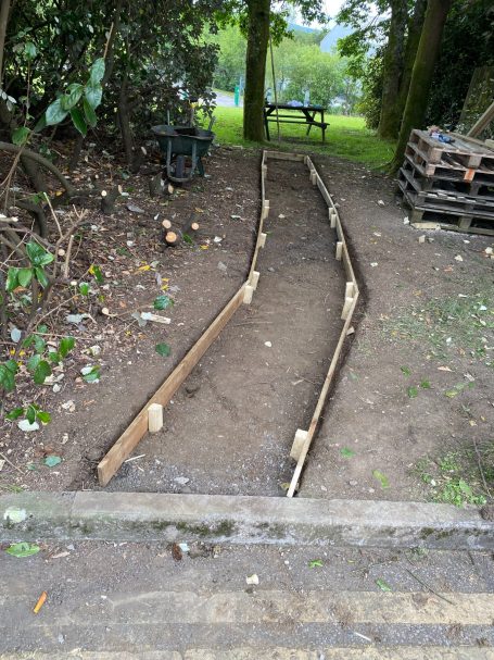 Path construction with edging boards